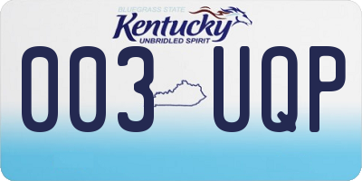 KY license plate 003UQP
