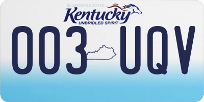 KY license plate 003UQV