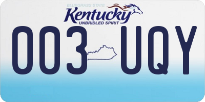 KY license plate 003UQY