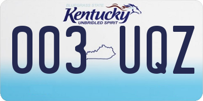 KY license plate 003UQZ