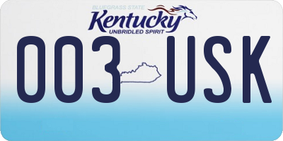 KY license plate 003USK