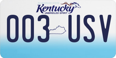 KY license plate 003USV