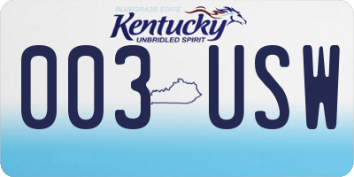 KY license plate 003USW