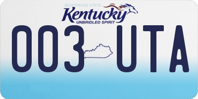 KY license plate 003UTA