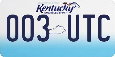 KY license plate 003UTC