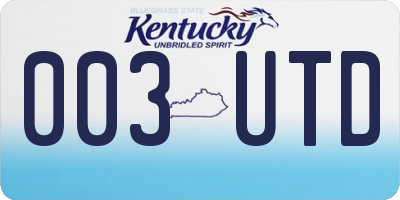 KY license plate 003UTD