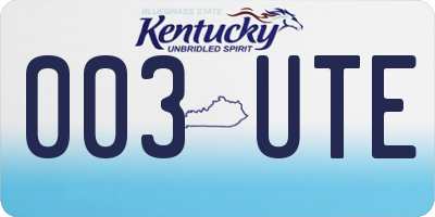 KY license plate 003UTE