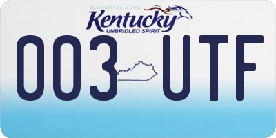 KY license plate 003UTF