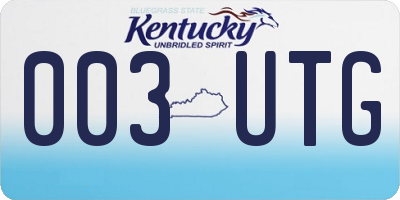 KY license plate 003UTG