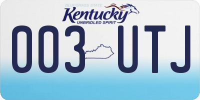 KY license plate 003UTJ