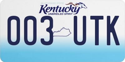 KY license plate 003UTK