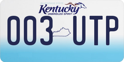 KY license plate 003UTP
