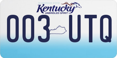 KY license plate 003UTQ