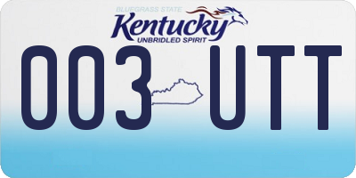 KY license plate 003UTT