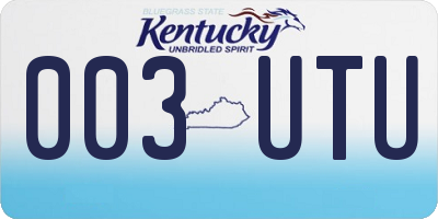 KY license plate 003UTU
