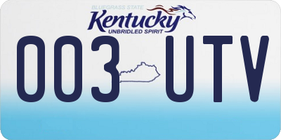 KY license plate 003UTV