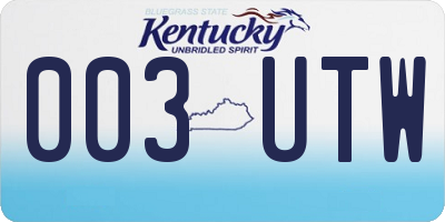 KY license plate 003UTW