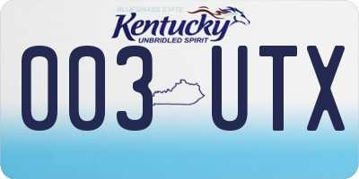 KY license plate 003UTX