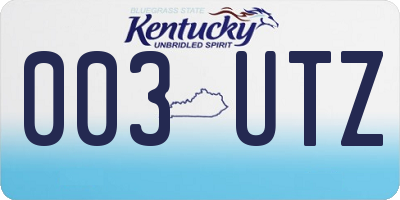 KY license plate 003UTZ