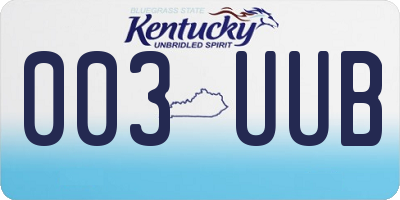 KY license plate 003UUB