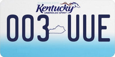 KY license plate 003UUE