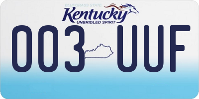KY license plate 003UUF