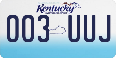 KY license plate 003UUJ