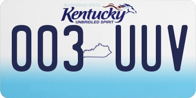 KY license plate 003UUV