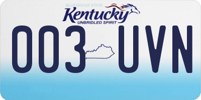 KY license plate 003UVN