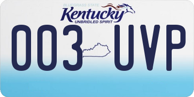 KY license plate 003UVP
