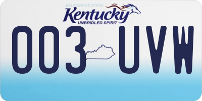 KY license plate 003UVW