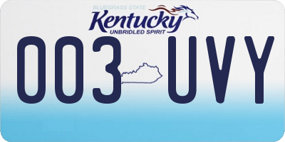 KY license plate 003UVY