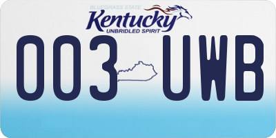 KY license plate 003UWB
