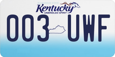 KY license plate 003UWF