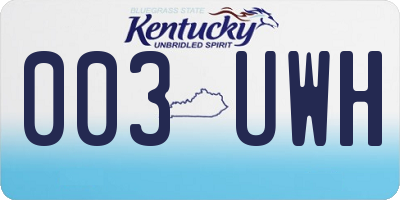 KY license plate 003UWH