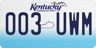 KY license plate 003UWM