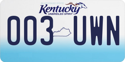 KY license plate 003UWN