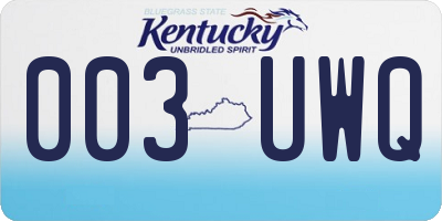 KY license plate 003UWQ