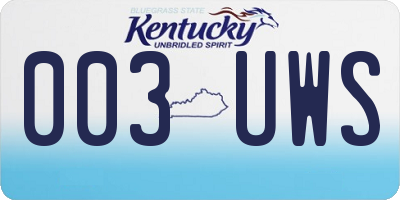 KY license plate 003UWS