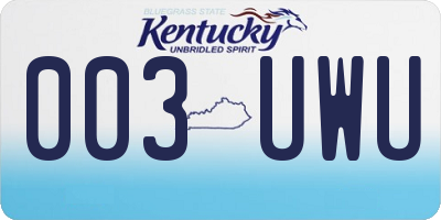 KY license plate 003UWU