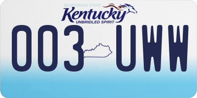 KY license plate 003UWW