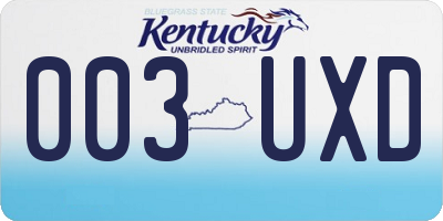 KY license plate 003UXD