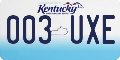 KY license plate 003UXE