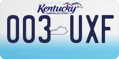 KY license plate 003UXF