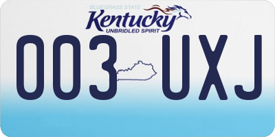 KY license plate 003UXJ