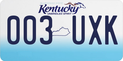 KY license plate 003UXK