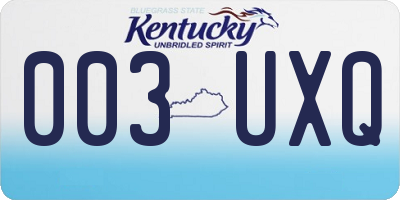 KY license plate 003UXQ