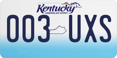 KY license plate 003UXS