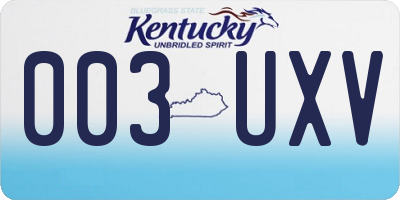 KY license plate 003UXV