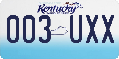 KY license plate 003UXX